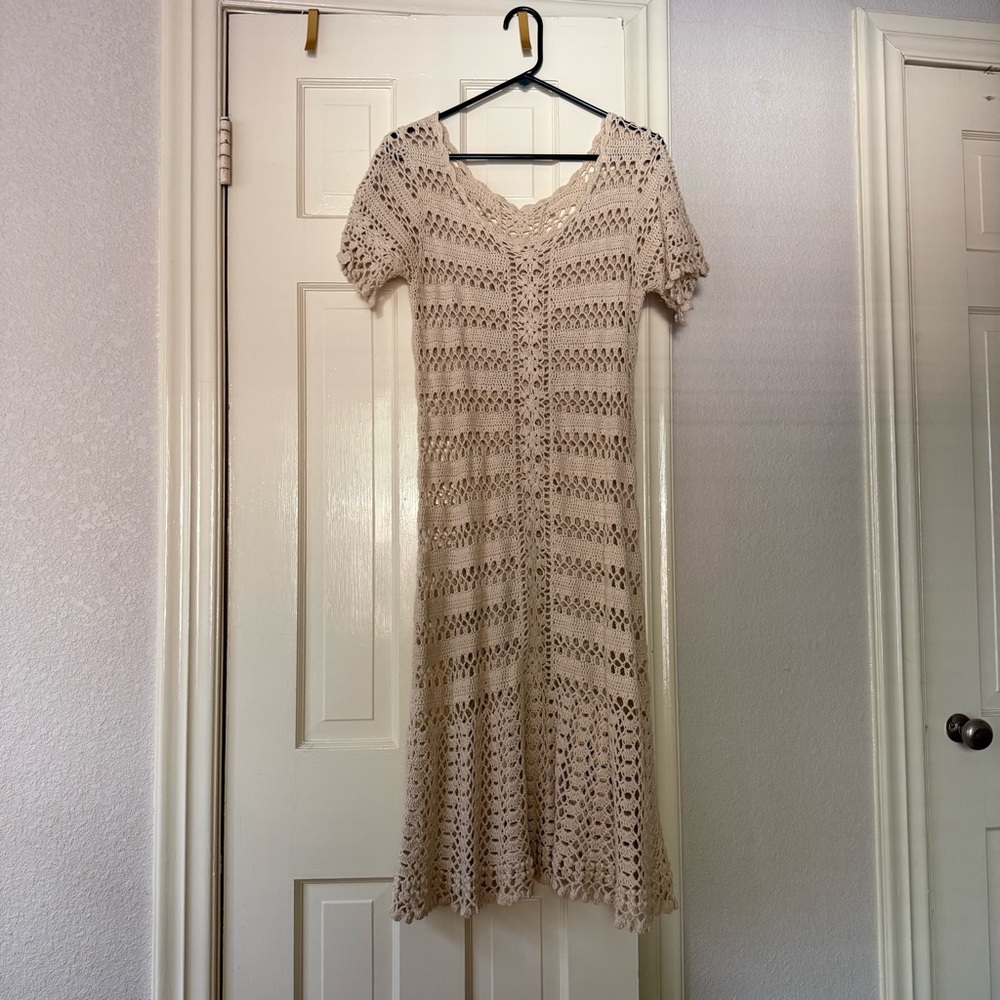 Vintage Cream Crochet Dress
